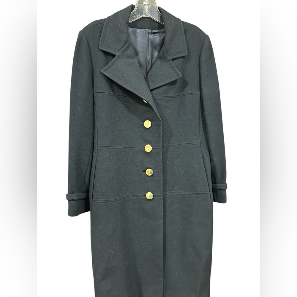 Youthcraft Wool Coat – Black Military Inspired Gold Button Longline